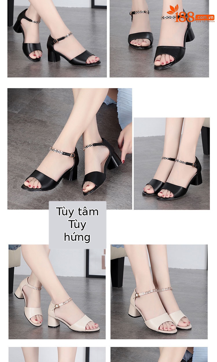 Dép nữ mùa hè đế xuồng chunky, kiểu cá mẹ đế mềm êm chân — Màu đen (gói 925 và gót chân) chi tiết 7