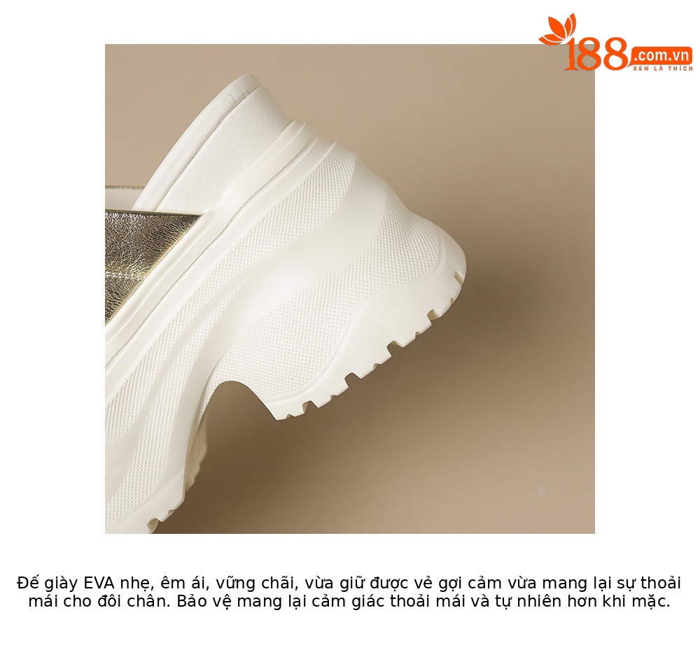 Dép sandal nữ quai ngang đế xuồng cao 12cm da thật đi biển mùa hè — đen, vàng sâm panh, Trắng, bạc chi tiết 17