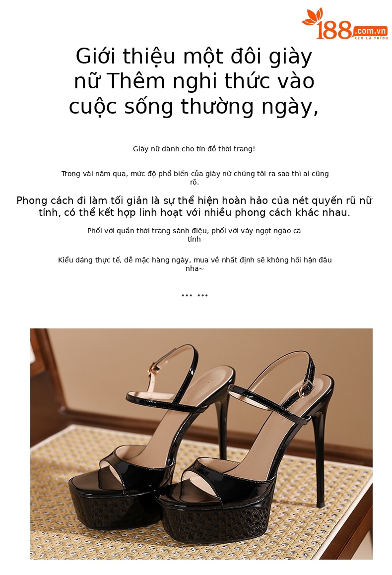 Sandal cao gót nữ mũi vuông hở mũi, gót 14 cm, đế chống thấm nước — Bột màu khỏa thân-14cm chi tiết 2