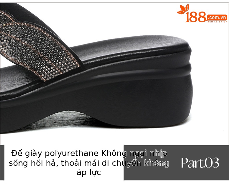Dép xỏ ngón nữ đế nêm đính đá, đế dày chống trượt, gót vừa, mùa hè — 7149 đen, 7149 vàng chi tiết 17