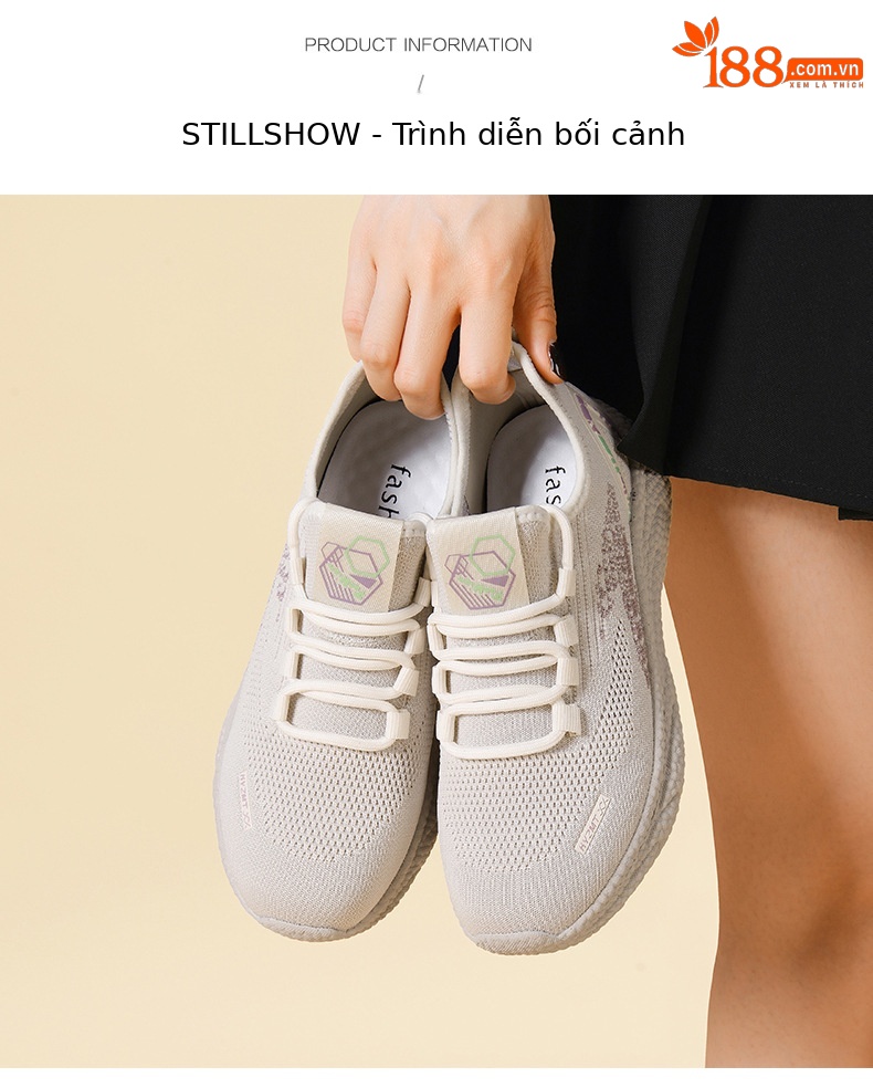Giày sneaker nữ lưới thoáng khí chạy bộ nhẹ êm chống sốc mùa xuân hè 2025 — DH 98012 đen đỏ, DH 98021 đen trắng, LJ 69319 màu đen, JST 7036m đỏ chi tiết 8