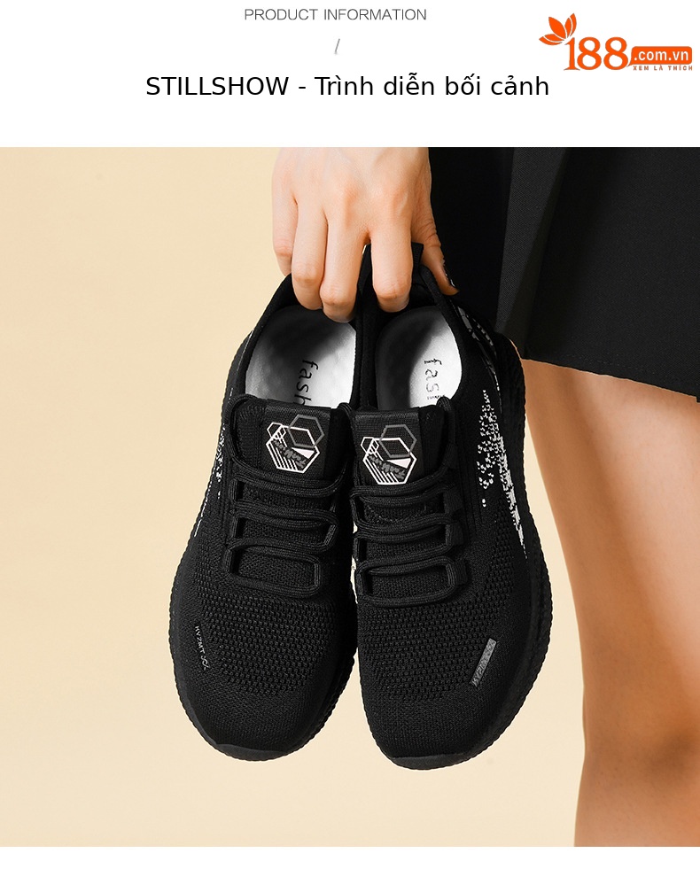 Giày sneaker nữ lưới thoáng khí chạy bộ nhẹ êm chống sốc mùa xuân hè 2025 — DH 98012 đen đỏ, DH 98021 đen trắng, LJ 69319 màu đen, JST 7036m đỏ chi tiết 13