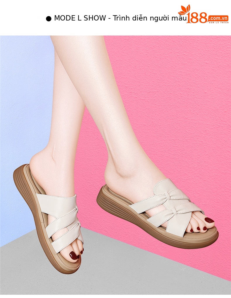 Dép sandal nữ da thật đế phẳng cỡ lớn chống trượt gân đế bền — JST 7158m màu, JST 7158 màu đen chi tiết 10