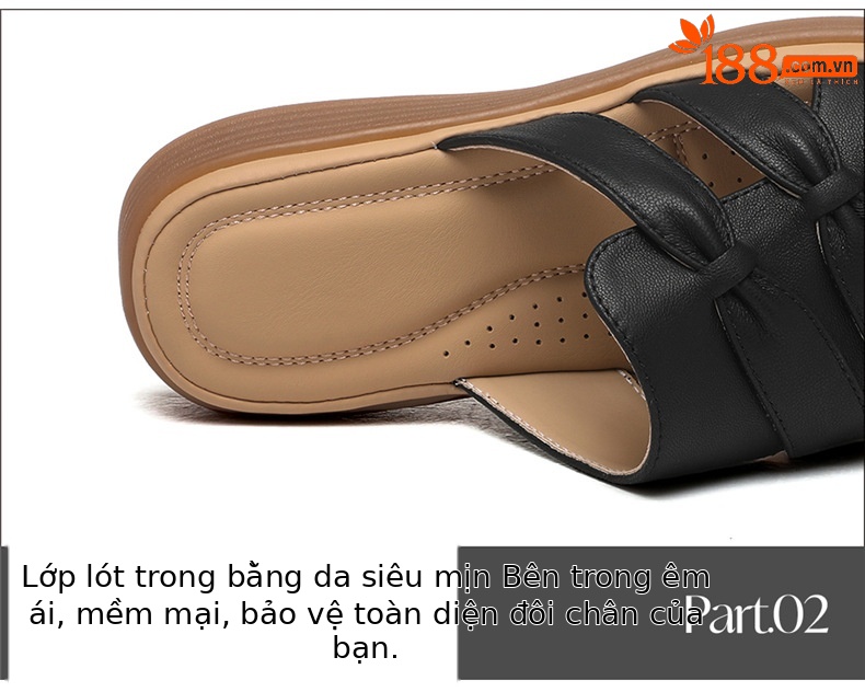 Dép sandal nữ da thật đế phẳng cỡ lớn chống trượt gân đế bền — JST 7158m màu, JST 7158 màu đen chi tiết 17
