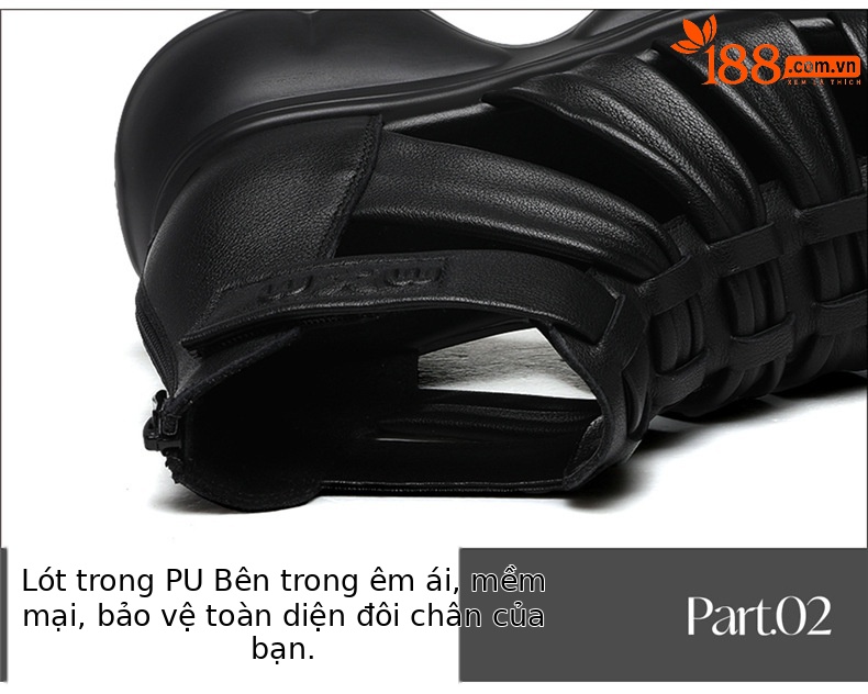 Dép platform nữ đế xuồng cao cổ da thật kiểu La Mã gót 6.7 cm — JST 7178 gót đen cao 6.7, JST 7178m màu, chiều cao gót 6.7 chi tiết 15