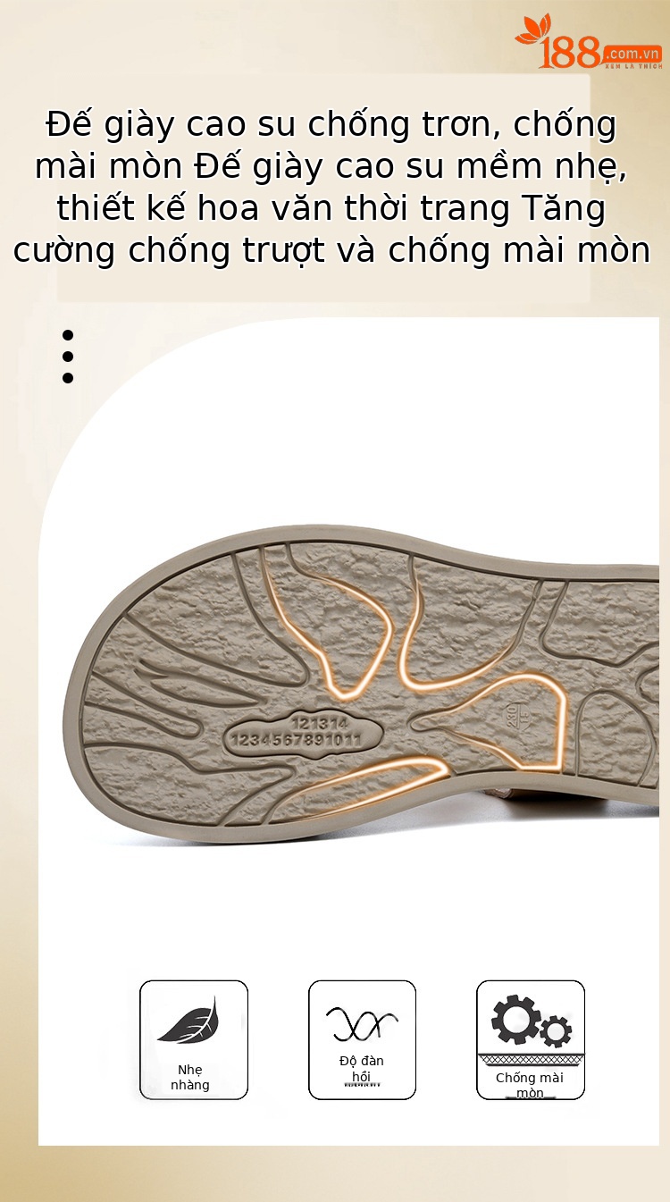 Sandal nữ quai ngang da thật đế dày mềm mại — Màu nâu chi tiết 11