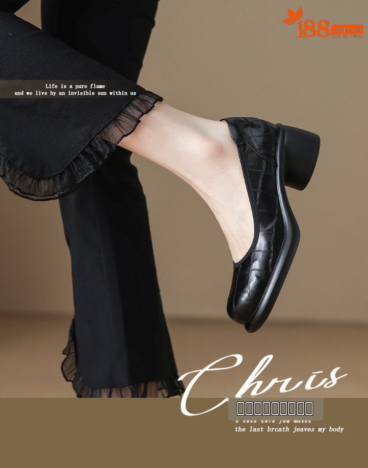Giày cao gót đế dày platform nữ mũi nhọn gót vuông 5 cm — nâu chi tiết 1