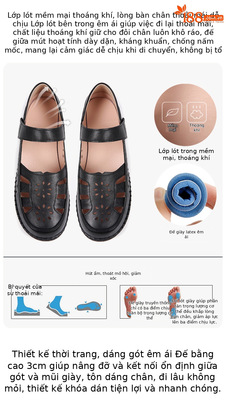 Sandal nữ quai chữ V đơn giản đế mềm da thật thoáng khí — Màu nâu chi tiết 11