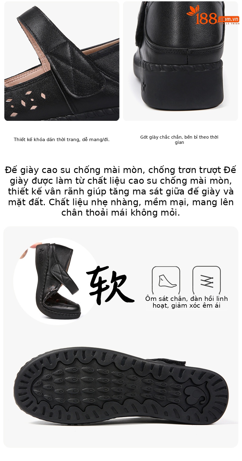 Sandal nữ quai chữ V đơn giản đế mềm da thật thoáng khí — Màu nâu chi tiết 12