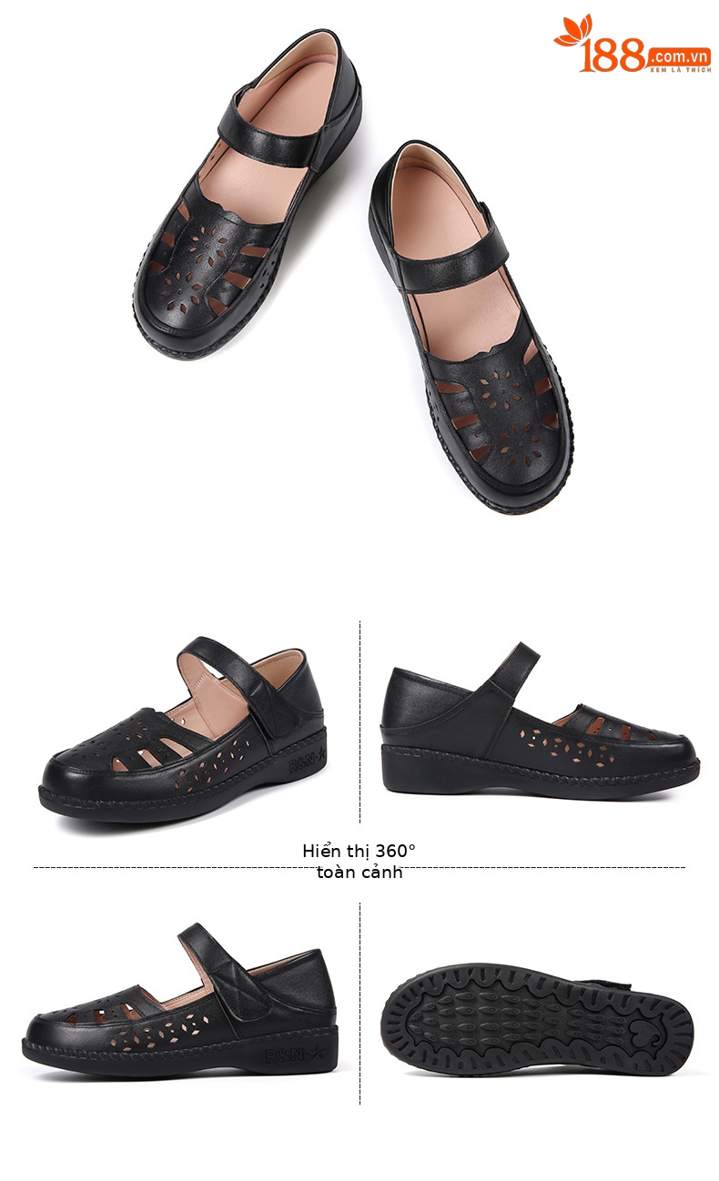 Sandal nữ quai chữ V đơn giản đế mềm da thật thoáng khí — Màu nâu chi tiết 29