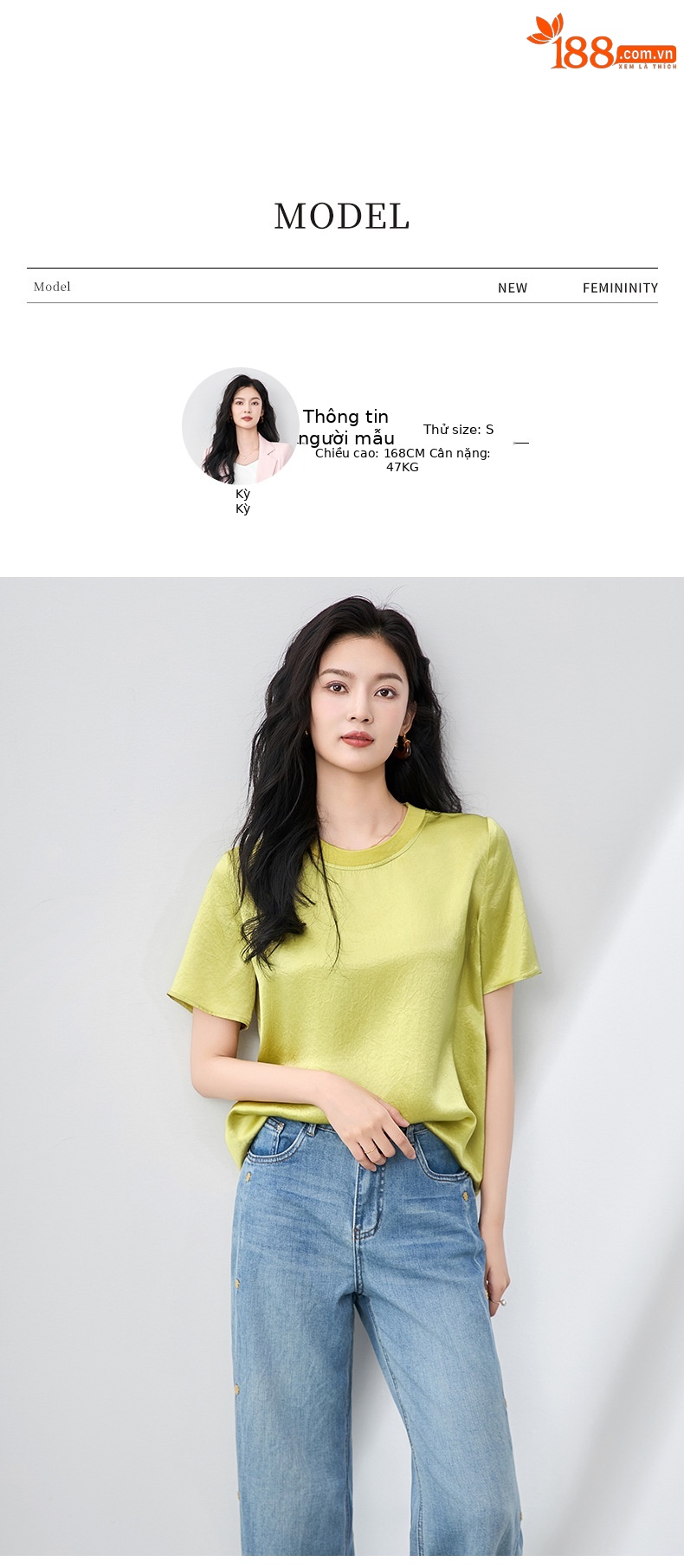 Áo thun satin chua crepe dáng rộng tay ngắn mát mẻ — Màu đen chi tiết 9