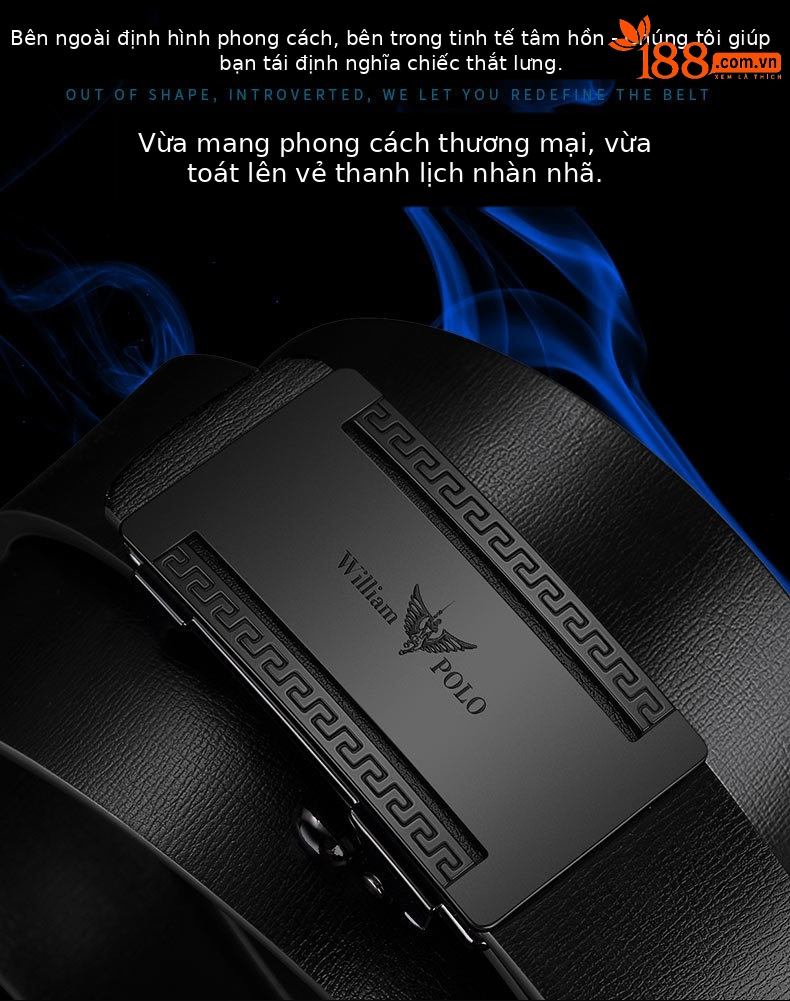 Thắt lưng nam da bò cao cấp khóa tự động không răng mặc trong quần thời trang — 120cm, 130cm, 110cm, 125cm chi tiết 1