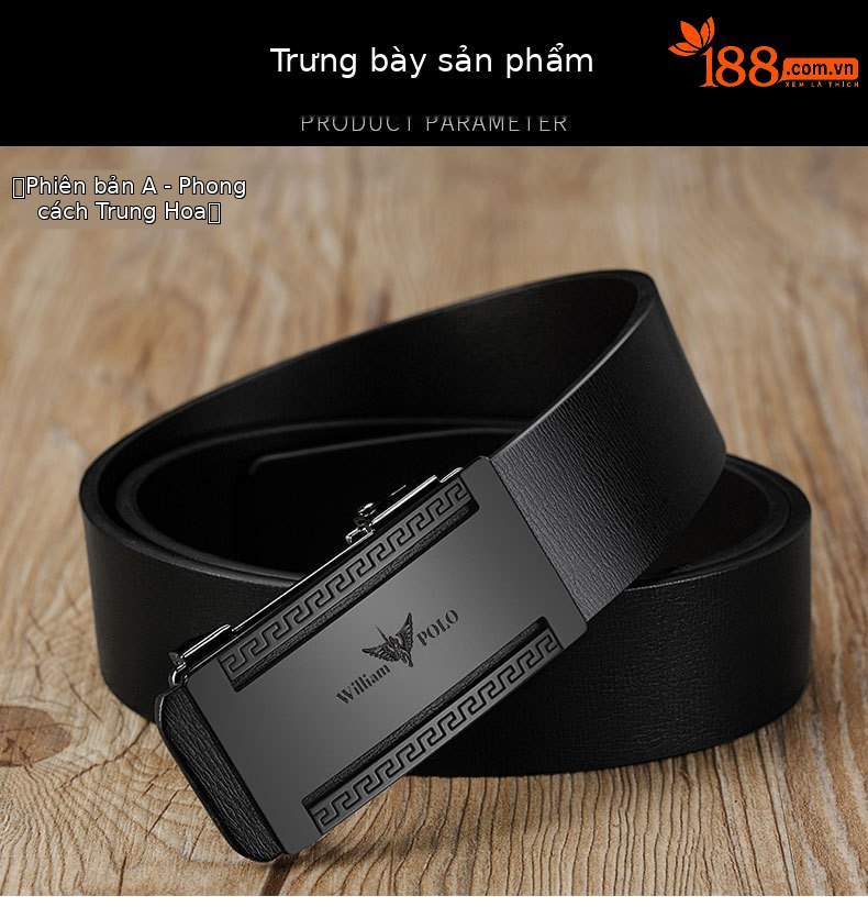 Thắt lưng nam da bò cao cấp khóa tự động không răng mặc trong quần thời trang — 120cm, 130cm, 110cm, 125cm chi tiết 12