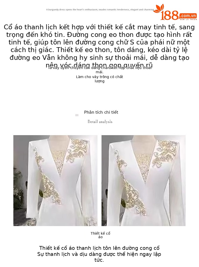 Đầm dạ hội trắng nữ cao cấp phong cách thanh nhạc biểu diễn — Màu trắng chi tiết 4