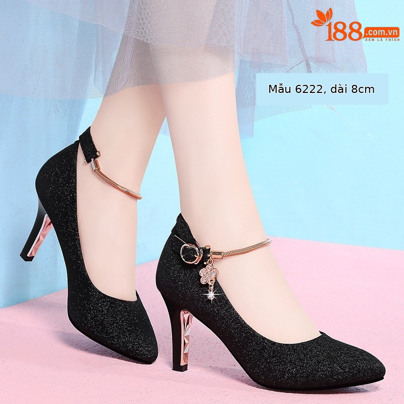 LJ 6222 đen (gót cao 8cm )