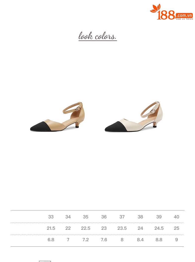 Sandal nữ quai ngang mũi kín gót thấp 2,5 cm phong cách Hàn Quốc phối màu — Màu trắng nhạt chi tiết 4