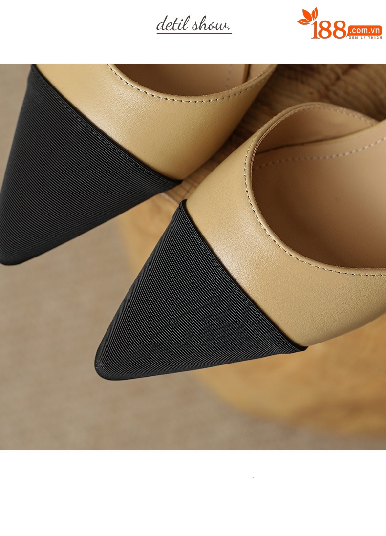 Sandal nữ quai ngang mũi kín gót thấp 2,5 cm phong cách Hàn Quốc phối màu — Màu trắng nhạt chi tiết 11