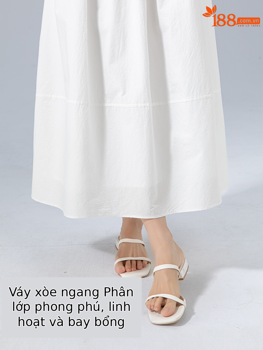 Chân váy chữ A trắng cạp chun dáng dài thiết kế đường khâu Xinge — Màu trắng