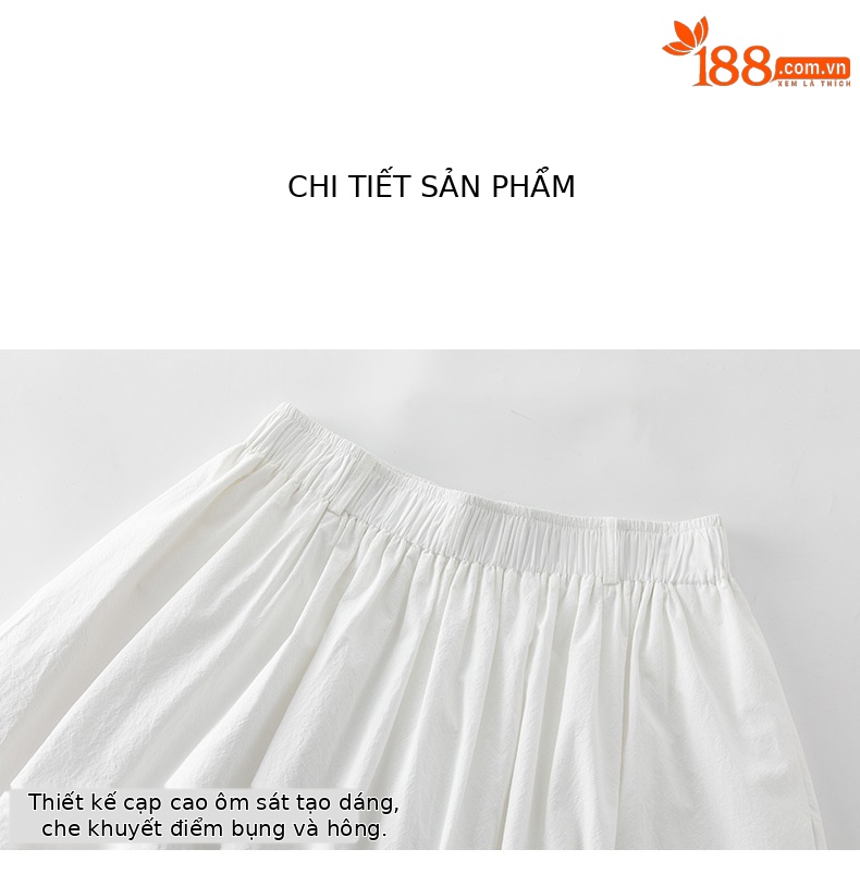 Chân váy chữ A trắng cạp chun dáng dài thiết kế đường khâu Xinge — Màu trắng chi tiết 13