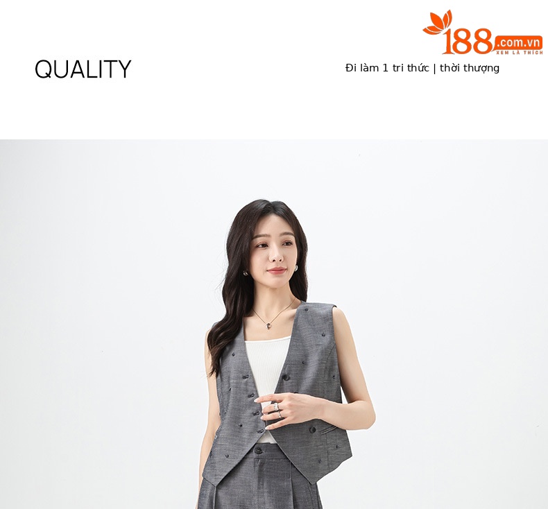 Bộ vest nữ phong cách tiền cũ Xinge áo vest gile quần ống rộng vải lanh Tencel mỏng mùa hè — Vest xám (65473) chi tiết 1