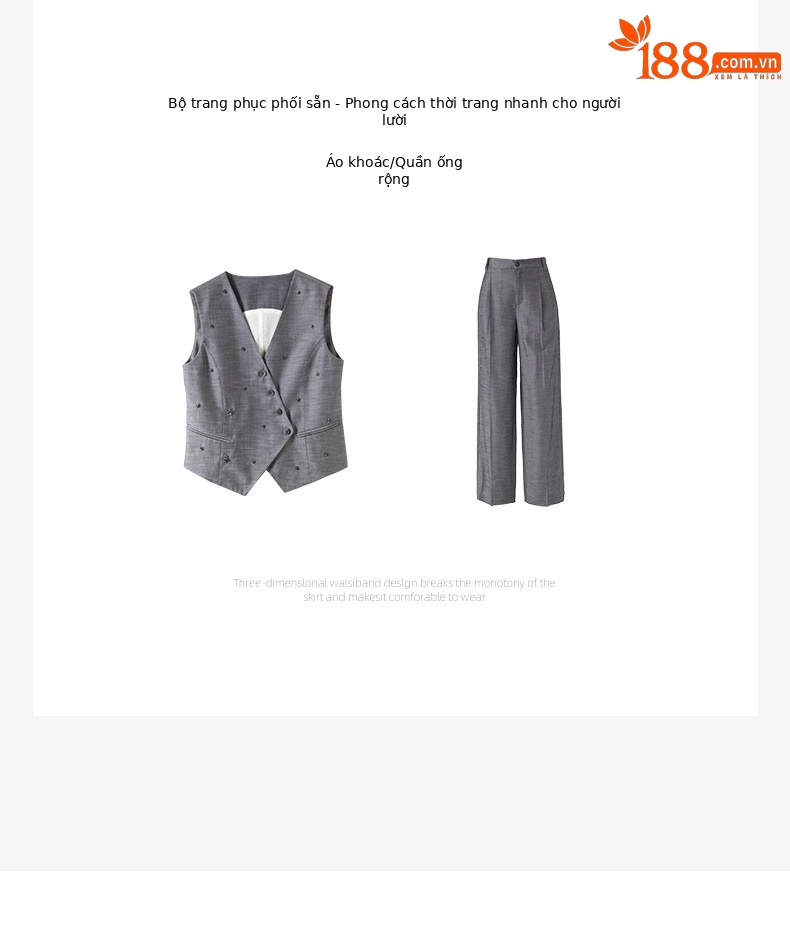Bộ vest nữ phong cách tiền cũ Xinge áo vest gile quần ống rộng vải lanh Tencel mỏng mùa hè — Vest xám (65473) chi tiết 5