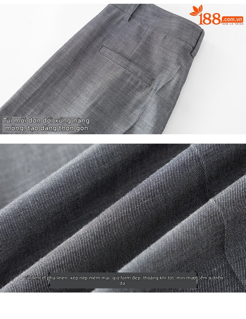 Bộ vest nữ phong cách tiền cũ Xinge áo vest gile quần ống rộng vải lanh Tencel mỏng mùa hè — Vest xám (65473) chi tiết 20