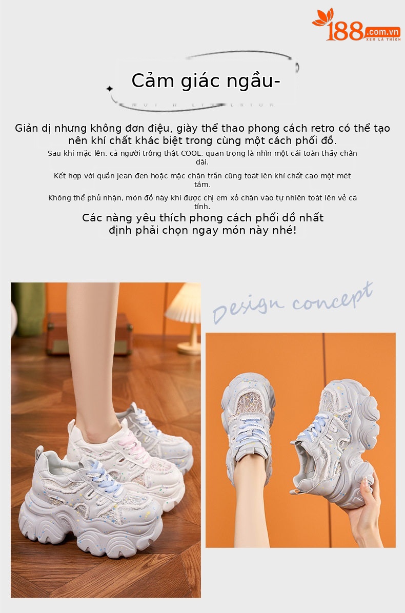 Giày cao gót nữ đế xuồng platform lưới thoáng khí, gót siêu cao 8cm, mũi tròn, quai khóa trước — Trắng, Bạc chi tiết 4