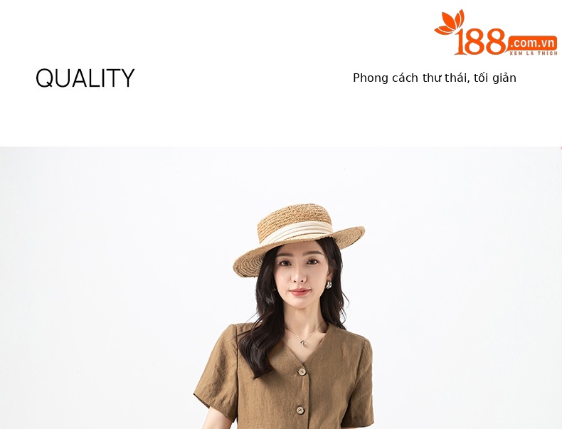 Bộ đồ vải lanh cổ điển Xinge cho nữ: áo khoác ngắn tay rộng rãi mỏng mùa hè và chân váy tôn dáng — Váy kaki (65356) chi tiết 1
