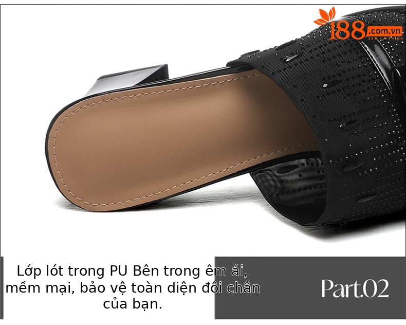Sandal cao gót nữ hở mũi phong cách Pháp đính sequin lấp lánh gót vuông 6 cm — 7215 Màu đen, 7215 màu mơ chi tiết 16