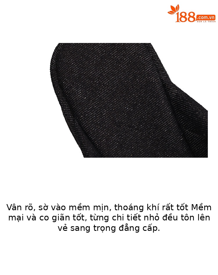 Dép xỏ ngón nữ đế dày denim đi biển mùa hè — Màu đen, Xanh denim chi tiết 4