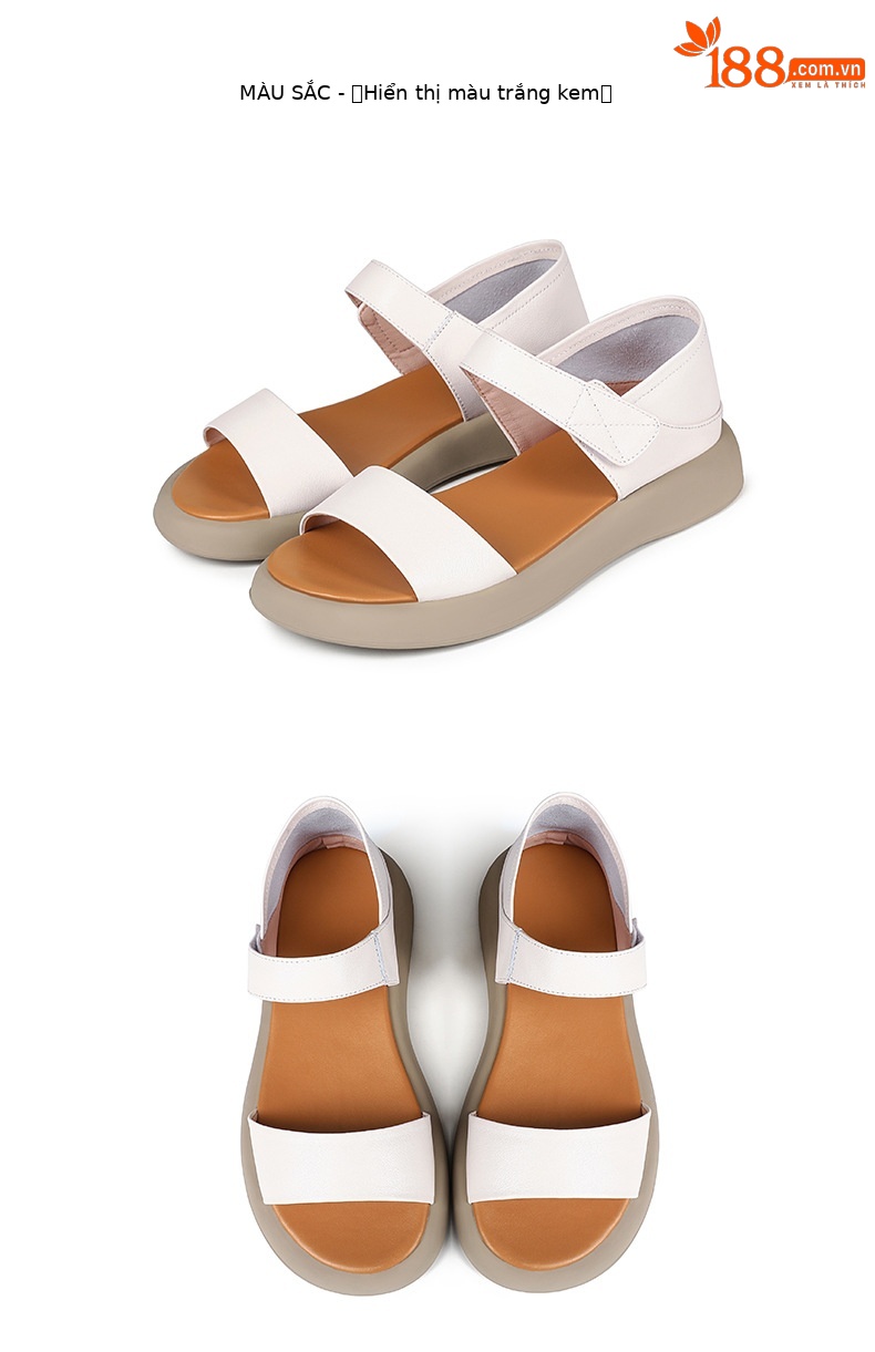 Dép sandal La Mã nữ quai chữ V đế bằng Velcro mềm mại mùa hè — Màu đen chi tiết 23