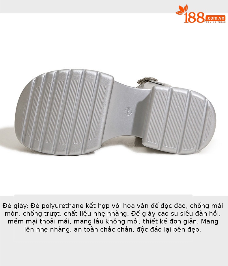 Sandal cao gót nữ hở mũi đính đá lấp lánh gót cao 9 cm — Bạc, Đen chi tiết 7