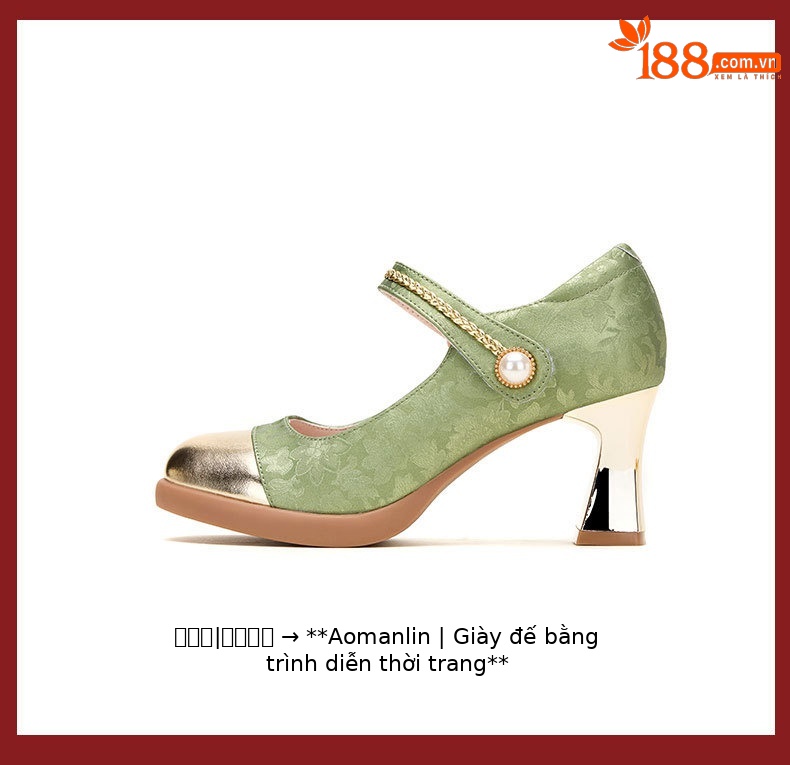 Giày sandal cao gót nữ quai ngang phong cách Trung Hoa, gót 7 cm, mũi nhọn phối màu — mơ 7cm, Màu xanh lá cây 7cm chi tiết 16