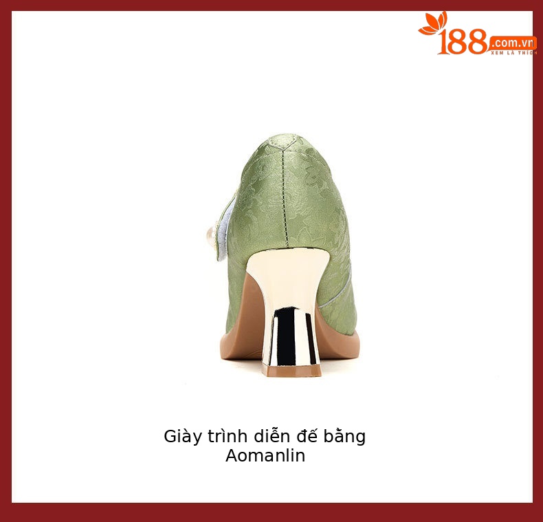 Giày sandal cao gót nữ quai ngang phong cách Trung Hoa, gót 7 cm, mũi nhọn phối màu — mơ 7cm, Màu xanh lá cây 7cm chi tiết 17