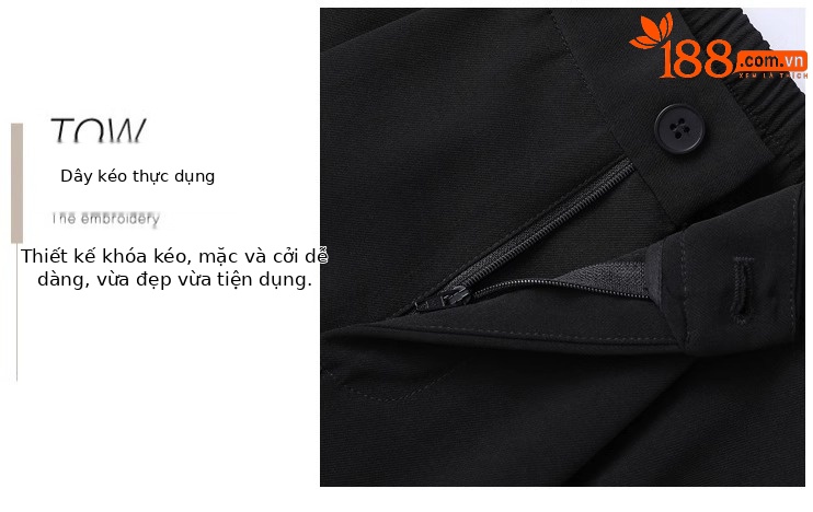 Quần short nữ cạp cao dáng chữ A ống rộng mùa hè — Màu đen (gửi thắt lưng xoắn khóa ngẫu nhiên) chi tiết 10