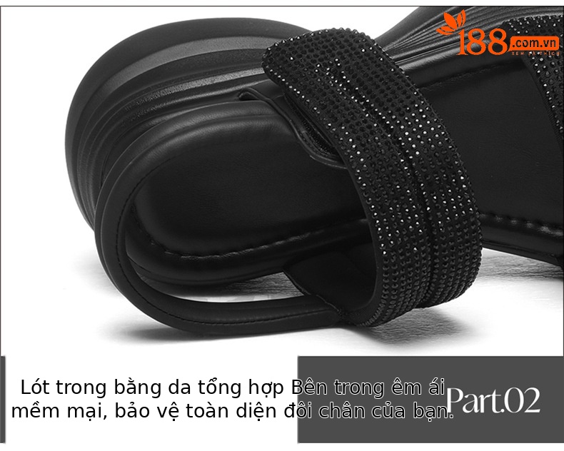 Sandal nữ đế dày đính đá phong cách La Mã, gót platform tăng chiều cao, mùa hè 2026 — 7199 màu đen, 7199 màu be chi tiết 16