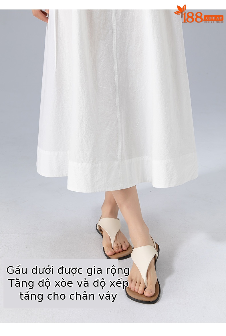 Váy liền không tay cổ chữ V ôm eo dáng chữ A dài midi che khuyết điểm — Màu kẹo chi tiết 12