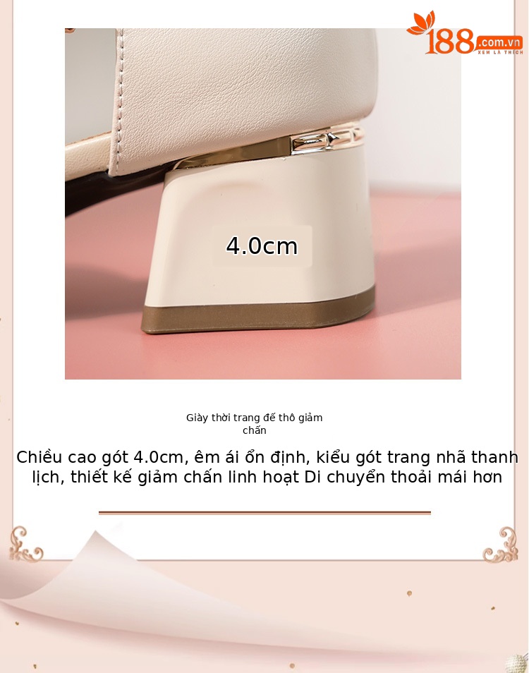 Sandal nữ da thật mũi nhọn cut-out gót dày — đen chi tiết 7