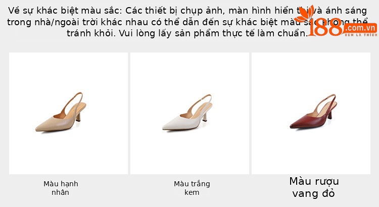 Sandal quai ngang mũi nhọn gót cao bít mũi hở gót Hàn Quốc — Màu đỏ rượu, Màu trắng be, Màu mơ chi tiết 2