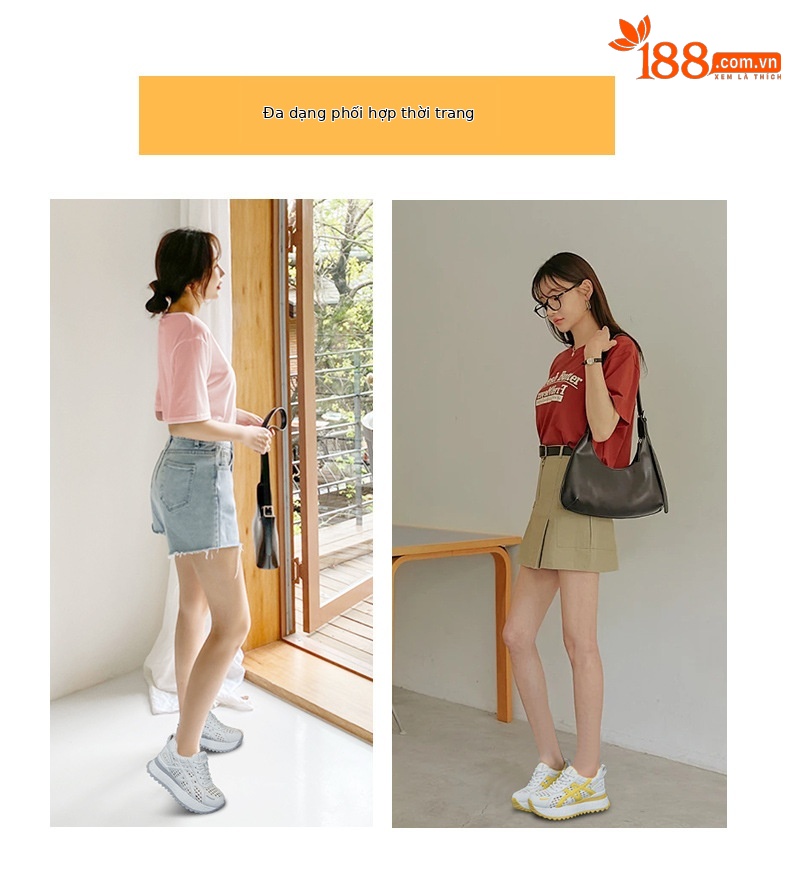 Giày sneaker nữ đế dày chunky tăng chiều cao phong cách thể thao hè 2026 — M2859 màu vàng, M2859 màu xám, M2859 màu be, M2859 màu xanh lam chi tiết 6