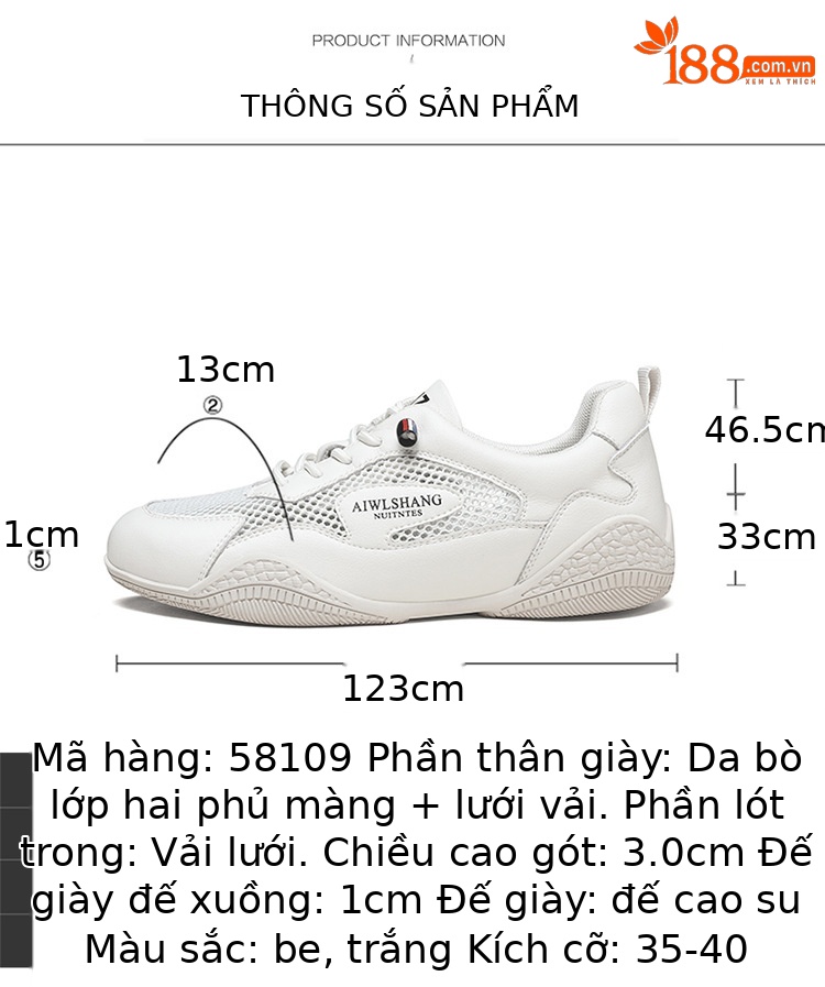 Giày sneaker nữ da thật lưới thoáng khí đế bằng 3 cm mùa hè 2025 — LJ 58219 [be xám] cao gót 3cm, LJ 58108 [be xám] cao gót 3cm, LJ 58109 [màu be] cao gót 3cm, DH 58617 [màu be xám] cao gót 3cm chi tiết 3