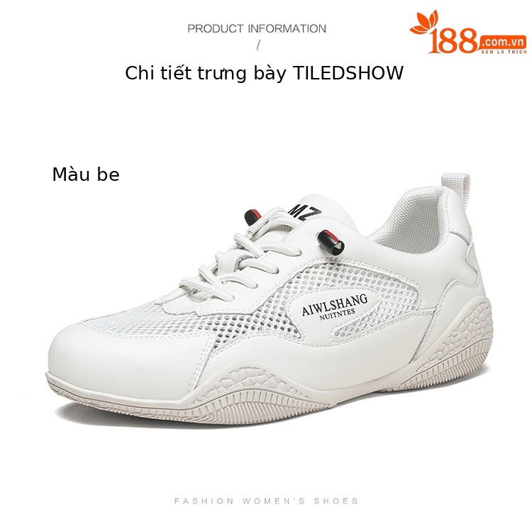 Giày sneaker nữ da thật lưới thoáng khí đế bằng 3 cm mùa hè 2025 — LJ 58219 [be xám] cao gót 3cm, LJ 58108 [be xám] cao gót 3cm, LJ 58109 [màu be] cao gót 3cm, DH 58617 [màu be xám] cao gót 3cm chi tiết 17