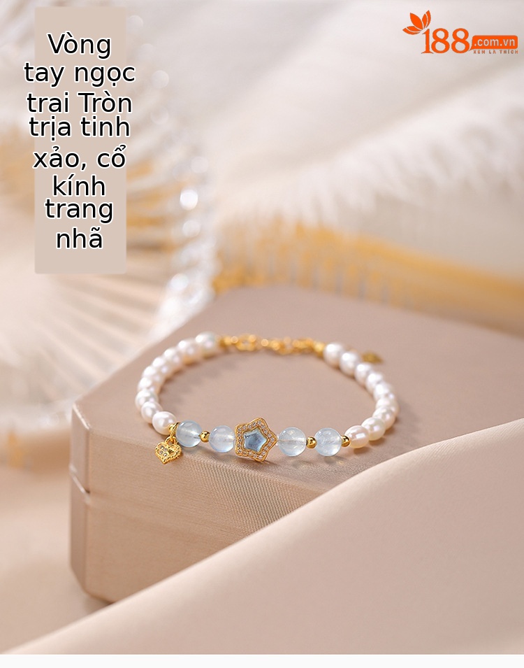 Vòng tay ngọc trai nước ngọt bạc S925 hình trái tim, ngôi sao, hạt tròn — Một chiếc chi tiết 1