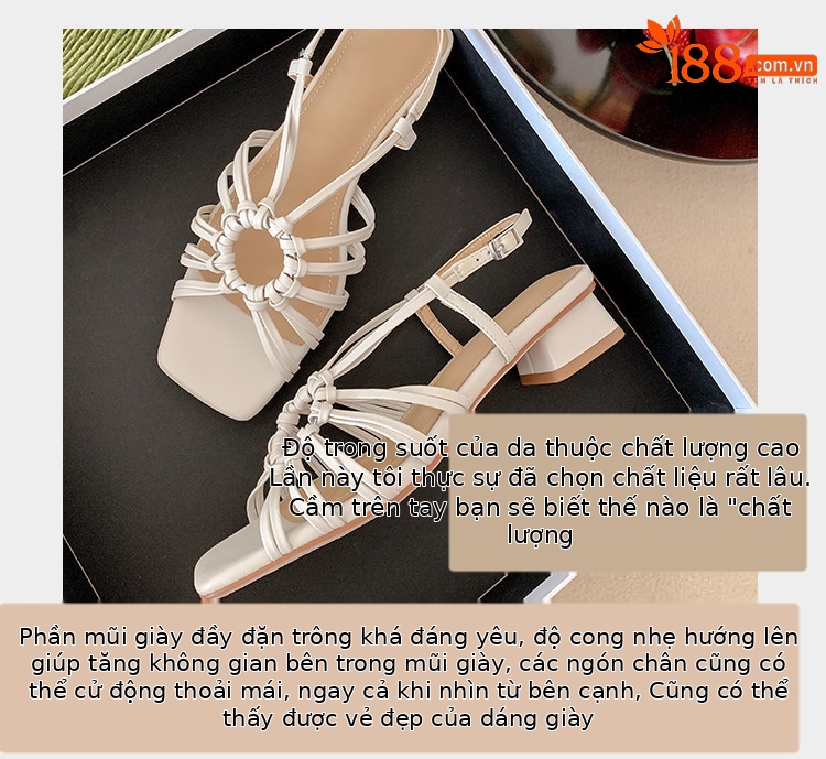 Sandal nữ mùa hè 2025 kiểu Pháp cổ điển, đế thấp, thiết kế đan lỗ vòng tròn, hở mũi hở gót — vàng, Màu trắng nhạt, bạc chi tiết 9