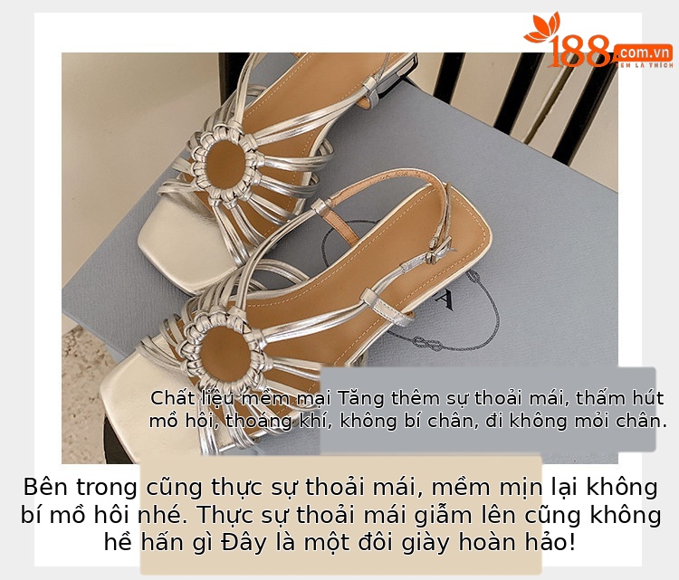 Sandal nữ mùa hè 2025 kiểu Pháp cổ điển, đế thấp, thiết kế đan lỗ vòng tròn, hở mũi hở gót — vàng, Màu trắng nhạt, bạc chi tiết 10