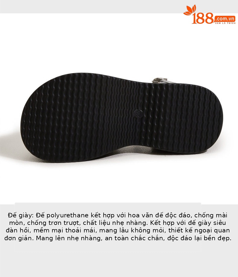 Dép sandal nữ xỏ ngón đế bệt phong cách hè nơ trang trí — Bạc, Đen chi tiết 7