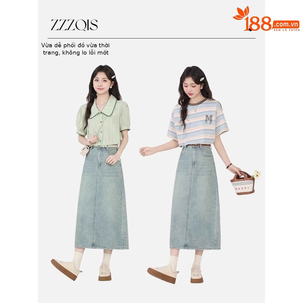 Áo sơ mi nữ cotton ngắn tay cổ búp bê xanh nhạt phong cách mới mùa hè — Màu xanh lục nhạt