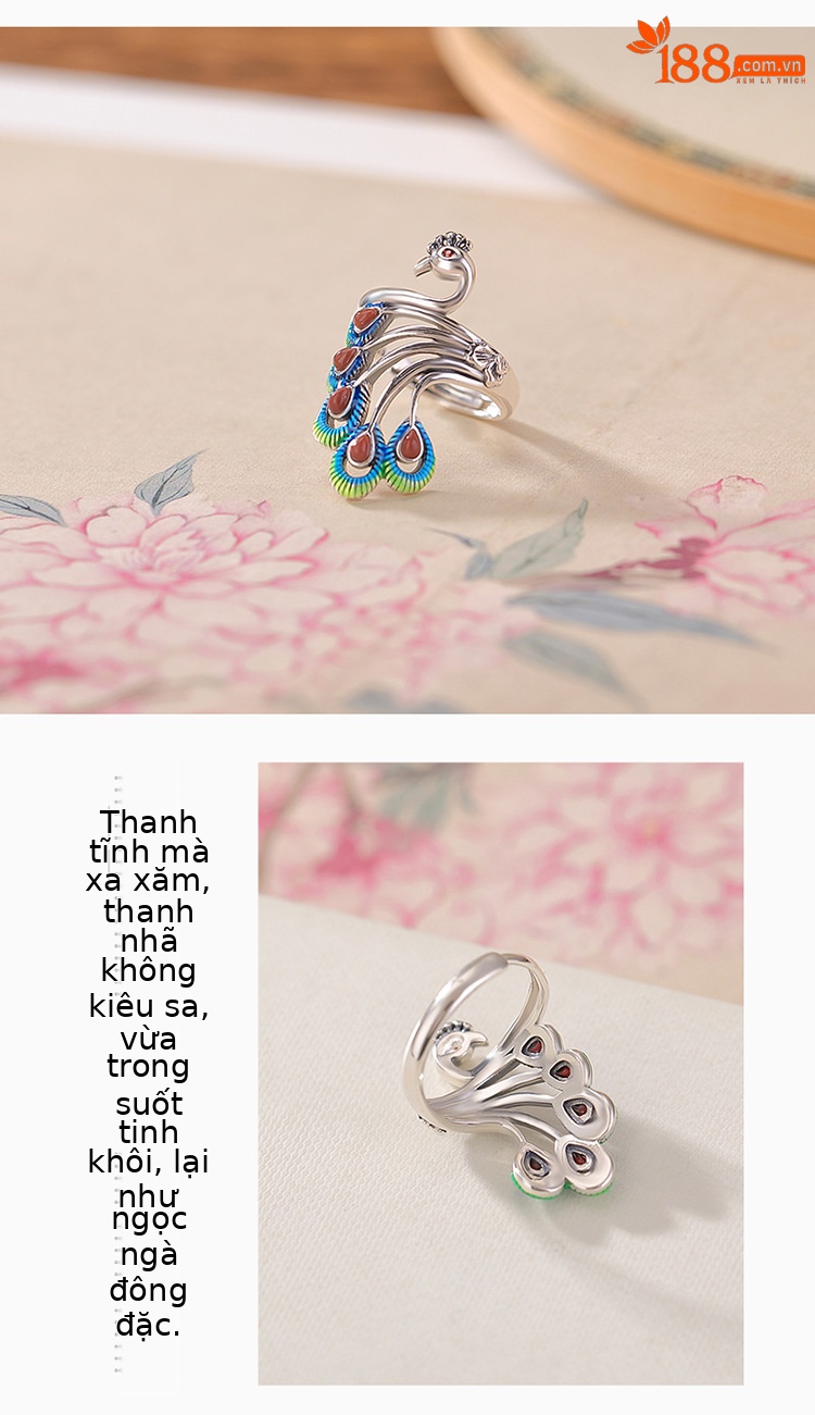 Yilu Silver Natural Hetian Jade Ring S925 Sterling Silver Jasper Southern Red Agate Peacock Men Guofeng Factory Bán buôn — Mẫu đỏ nam chi tiết 3