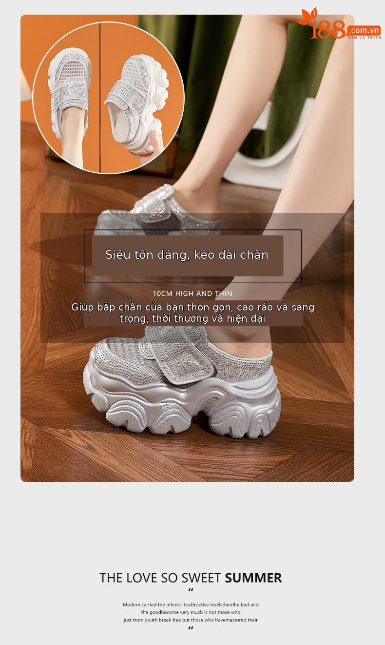Dép sandal nữ đế dày mũi tròn phong cách Bugatti mùa hè — Bạc, Trắng chi tiết 9