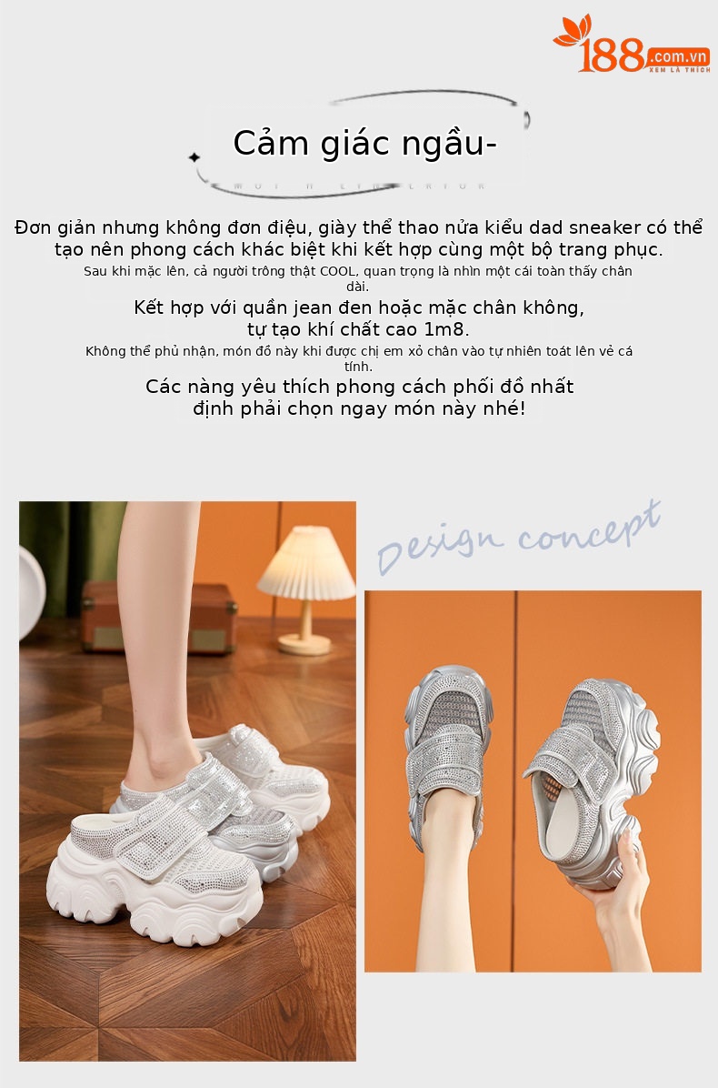 Dép sandal nữ đế dày mũi tròn phong cách Bugatti mùa hè — Bạc, Trắng chi tiết 4